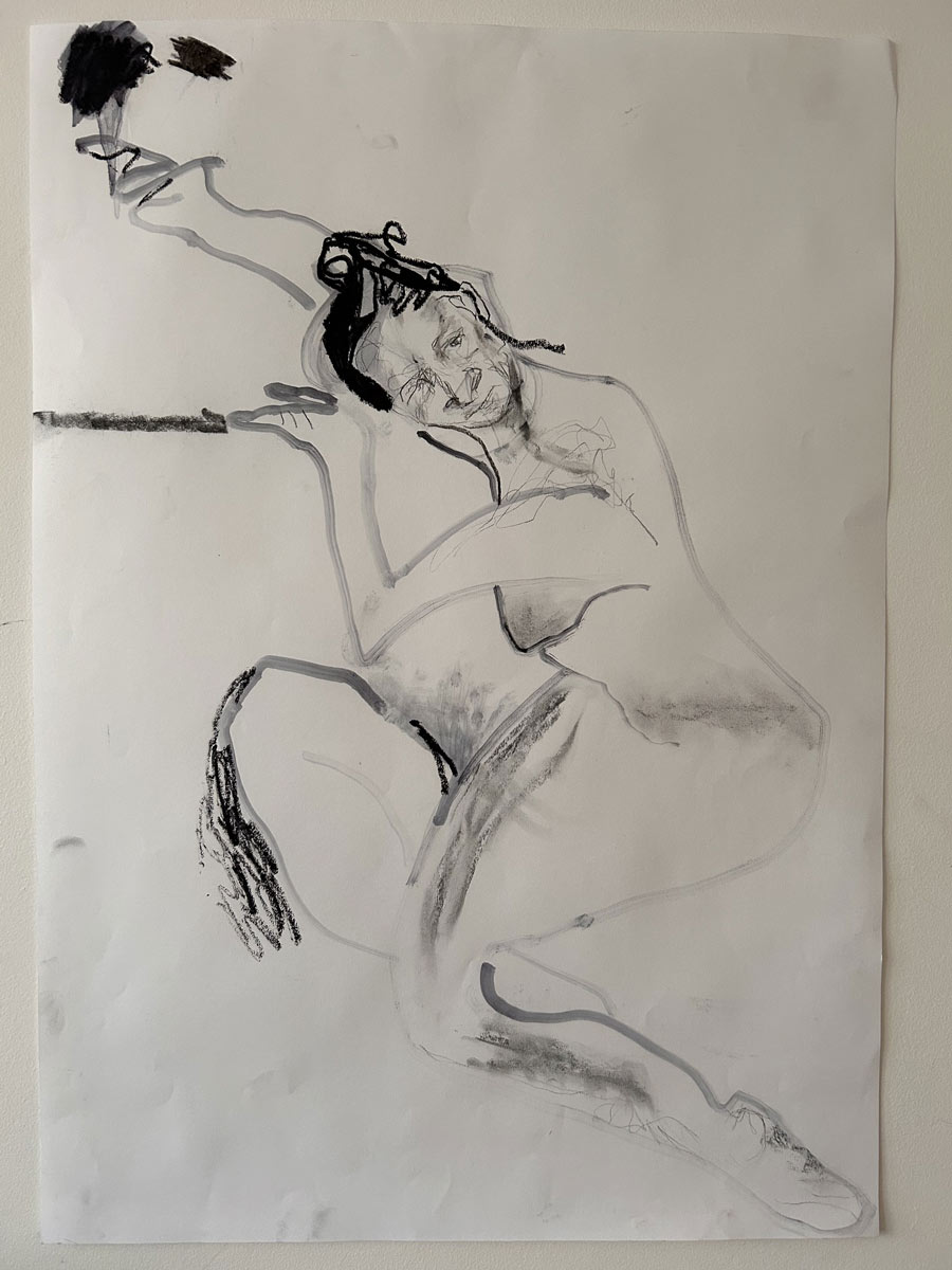Lydia Reclining Ink, charcoal, and oilstick on cartridge paper by Camilla Santiapillai