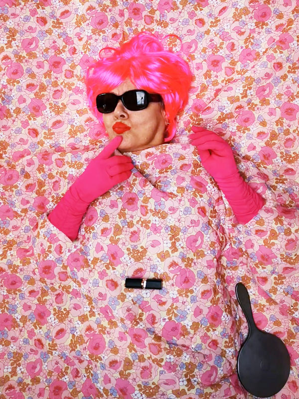 Pink-Ouch-Orange, Performance still by Cathy Dunbar in collaboration with Mrs Fubbs Parlour