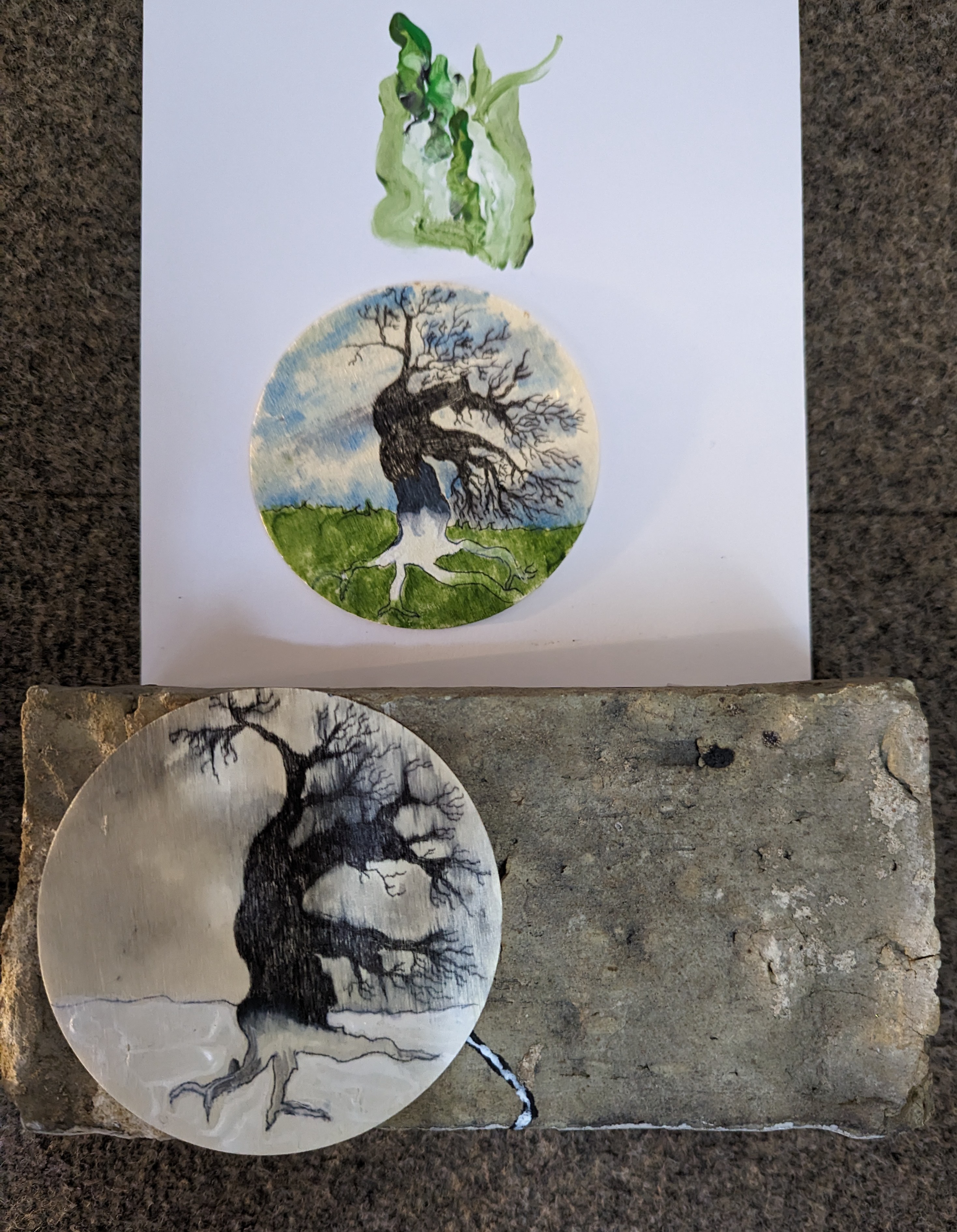 Charlotte de Blois, Root and Brick, Tree sculpture and painting