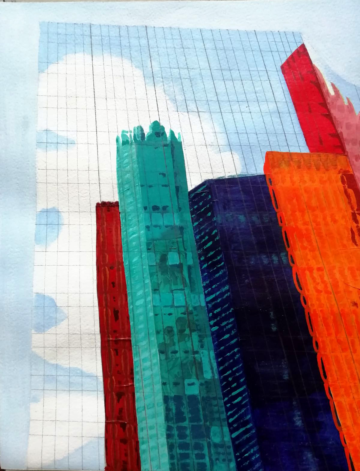  Geometrc skyscraper , painting by Christine Seymour 