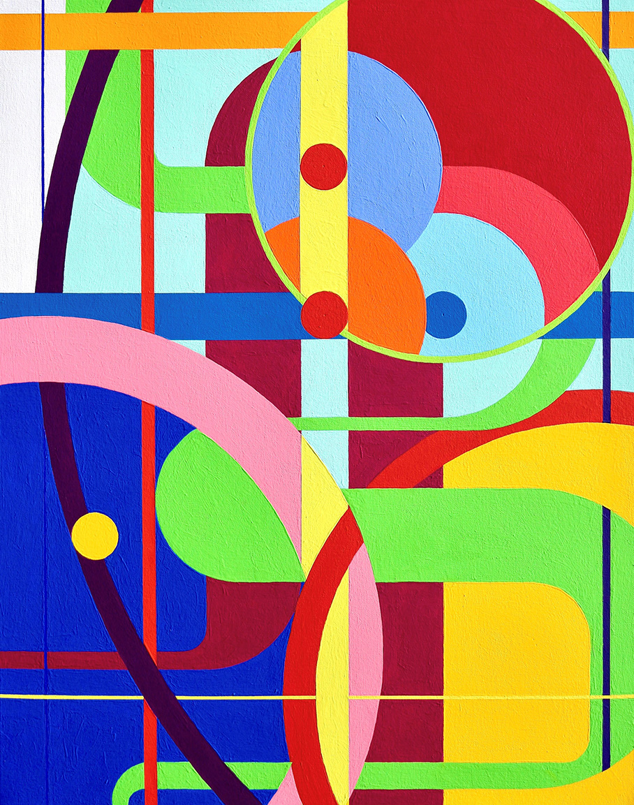  Colourful, geometric, painting by Paul Butterworth 
