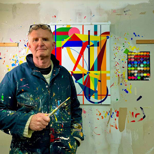 Paul Butterworth describes his colorful geometric abstract paintings as centered on joy